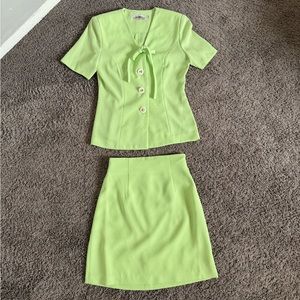 Vintage designer La Deko’z • lime green mini skirt suit